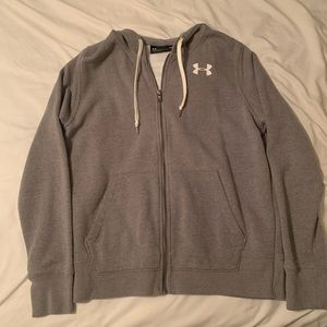 lightweight gray under armour zip up hoodie